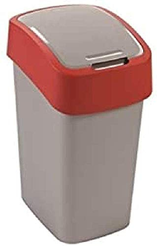Curver 2045035 Flip Bin Poubelle Plastique Argent/Rouge 10 L