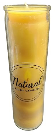 Pure Beeswax Candle Made in USA Vigil,Yartzeit, Yom Kippur, Meditation, Prayer, Devotional, Pillar in a Glass. Burns up to 100 Hours.