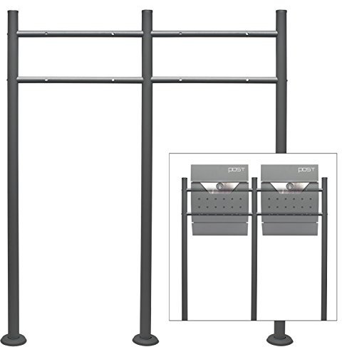 Wiltec Support pour 2 boîtes aux Lettres, 1000 x 90 x 1200 mm, Anthracite, Poteau Mailbox, Piquet pour boîte à Lettres sur Pied