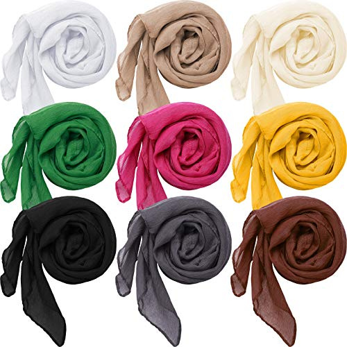 Patelai 9 Pieces Women's Cotton Scarves Lady Light Soft Fashion Solid Scarf Wrap Shawl, Candy Color(Plain)