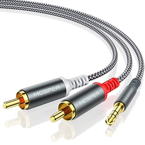 MCSPER RCA to 3.5mm AUX Cable, (6.6 Feet) 3.5 mm 1/8 to RCA 2-Male Headphone Jack Adapter Splitter Premium Stereo Audio Cord for Connects a Smartphone, Tablet, HDTV