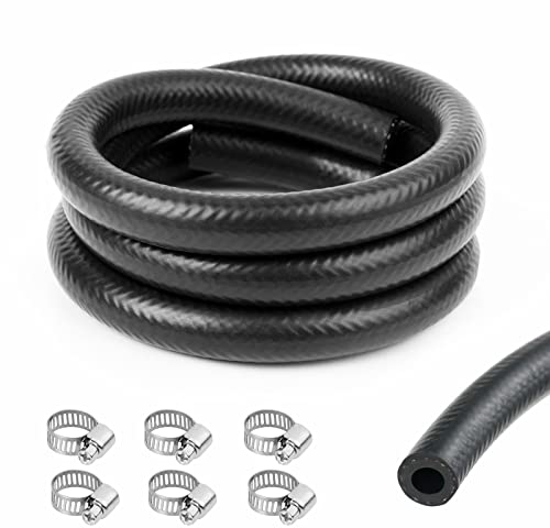 URAQT Tuyau D'essence, 1m Ø 8mm Kit Conduite de Carburant, avec 6pcs Colliers de Serrage Tuyau de Conduite de Carburant, Kit de Tuyau de Carburant Conduite pour Petit Moteur/Moto/Voiture