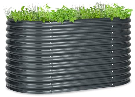 blumfeldt Hochbeet, Großes Kräuterbeet Einfacher Aufbau, Garten & Balkon, Freistehendes Gemüsebeet für Blumen, Obst & Gemüse, aus Metall, Gartenbeet 160 x 80 x 80 cm, Grau