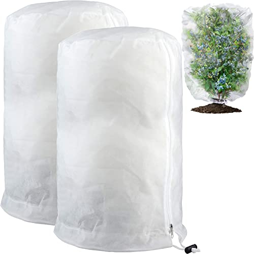 HIQE-FL Winterschutz Für Pflanzen 60x80CM,Frostschutz Schutzhülle,Winter Pflanzenschutzsack,Winterschutz Kübelpflanzensack mit Reißverschluss für Balkonpflanzen-Weiß,2 Stücke