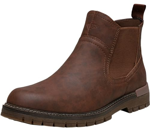Jousen Chelsea Boots Casual Slip On Ankle Waterproof Mens Boots(AMY8119A brown 11)
