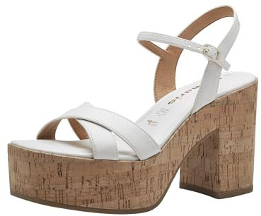 Tamaris Damen Sandalen mit Absatz Banana-Absatz; WHITE/weiß; 39 EU