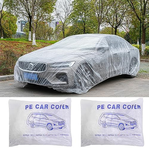 2 Pièces Housse Véhicule en Plastique Transparente - Bâche Voiture Étanche Respirante - Protection D'extérieur pour Automobiles avec Ban Élastique