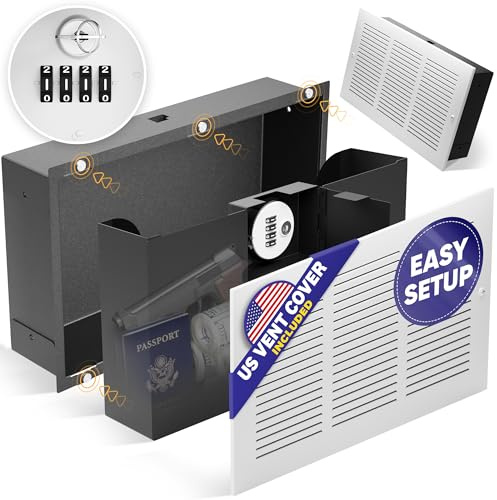 Elder Welder® Hidden Wall Safe with Air Vent Cover | Easy to Install | Combination Lock | Fits Perfectly Between 16 Studs | Hidden Safe for Money (Combination Lock)