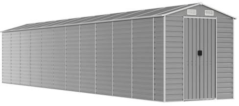 vidaXL Trädgårdsskjul ljusgrå 191x980x198 cm galvaniserat stål, verktygsbod, verktygsskjul, bod, verktygsbodar, skjul, bodar, vedbod, vedbodar