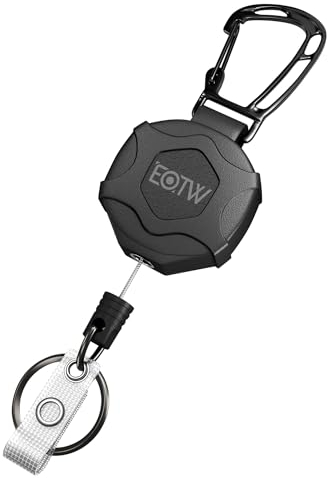 EOTW 1 Stücke Ausziehbar Schlüsselanhänger, ID-Ausweisrolle mit 70cm Einziehbarer Stahlseil, Karabinerhaken Schlüsselring für Kartenhalter, Gürtelclip und Schlüssel,10 OZ