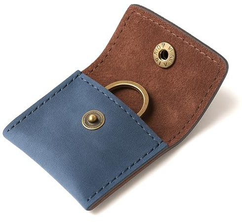 TheAntiq Blue Leather Pouch Wedding Engagement Ring Holder for Men & Women - Handcrafted Leather Ring Case Bridal Jewellery Storage