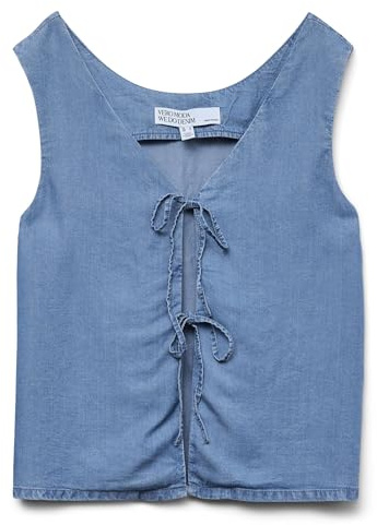 VERO MODA Vmfleur SL String 2Way Top GA, Denim Bleu médium, S