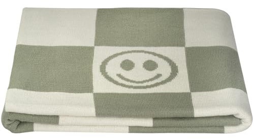 Kindsgut Kinderdecke Smiley, weiche Baby-Decke aus Baumwolle in 80 cm x 100 cm, ideal für unterwegs im Kinderwagen oder zum kuscheln, dezente Farben und Schlichtes Design, Pistazie