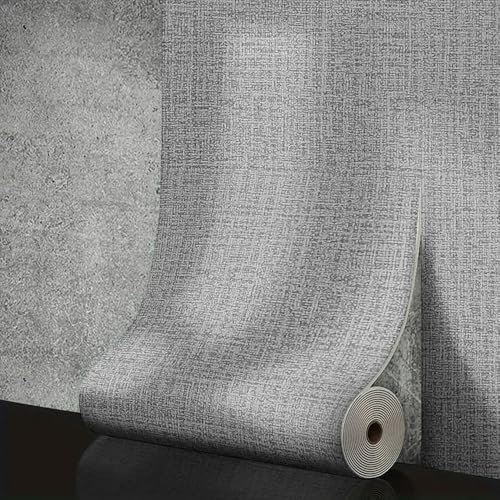 DFLINGA Papel Tapiz de Pared Autoadhesivo de Espuma 3D de Lino de 50 cm x 10 m, PVC, Color sólido, Grueso, Impermeable, para renovación de Paredes