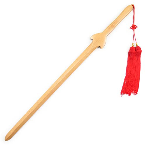 Spada dritta Tai Chi in legno di faggio naturale da 100 cm,bokken fatto a mano,spada in legno per allenamento di arti marziali,ideale come regalo,decorazione,gioco di ruolo e come oggetto di scena.