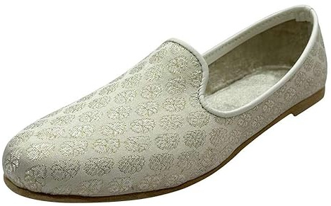 Stop n Style Handcrafted Punjabi Jutti for Men – Traditional Indian Slip-On Shoes | Ethnic Khussa Wedding, Cultural & Festive Wear Comfortable Mojari Cream Gold
