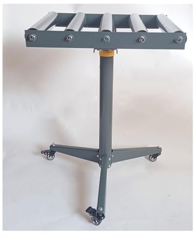 Adjustable Heavy Duty Conveyor Roller Stand with Casters 5 Rolls Load Capacity 130kg Versatile Work Stand for Woodworking Unpowered Roller Conveyor Stand