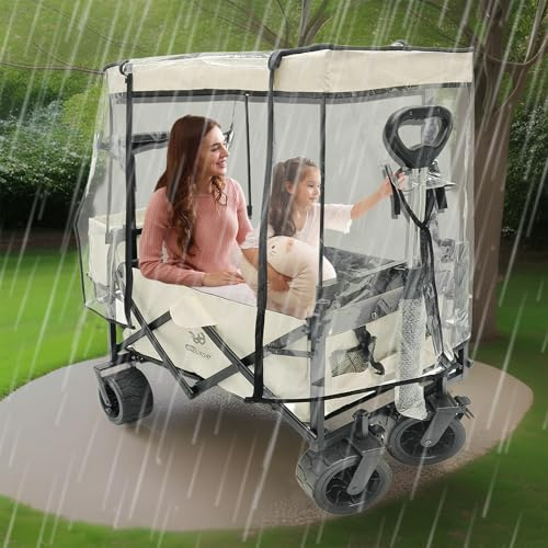 Shyllin Parapioggia per Carrello,Parapioggia Universale in PVC,Copertura Antipioggia per Carrello,Grande Dimensione Copertura Pioggia per Passeggino Wagon,110x74x51CM (Telo antipioggia)