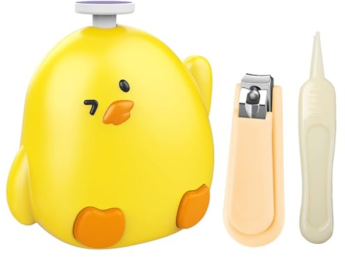 Baby Nail File Electric, Gentle Rechargeable Baby Nail Clippers Grooming Kit Manicure Set for Infant Toddler or Adults, 6 Grinding Head Replacement Pads, 1 Nail Clipper, 1 Nose Clip (Yellow)