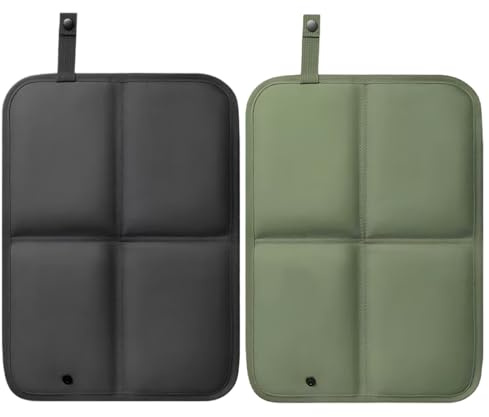 2 Stück Sitzkissen Outdoor Thermo Sitzkissen Faltbar Sitzunterlage Wasserdicht Feuchtigkeitsbeständig 37 x 27.5cm für Camping, Stadionmanagement Picknicks und Reisen (Schwarz Militärgrün)