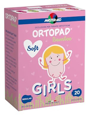 MASTER AID Ortopad Soft Girls Regular - Cerotti Colorati Oculari per Bambini - Cerotto Occlusore Occhio Bambini per il Trattamento di Occhio Pigro e Strabismo - 1 Confezione da 20 Pezzi - 8,5 x 5,9 cm