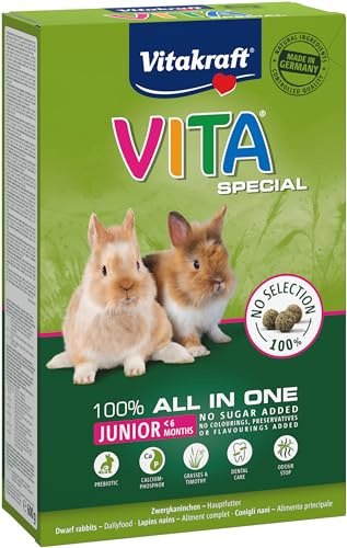 Vitakraft Vita Special - Nourriture complète pour Lapin Nain Junior - Spécial Croissance Saine - Riche en Calcium et phosphore - Recette sans sucres ajoutés (1 x 600g)