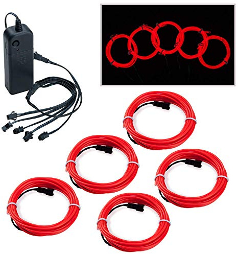 COVVY Cable LED Tira de Luces de Neon Flexible de 5 * 1 M Alimentado 3 Modos de Funcionamiento, Perfecto para Decoración de Coche, Fiestas, Disfraz de Carnaval