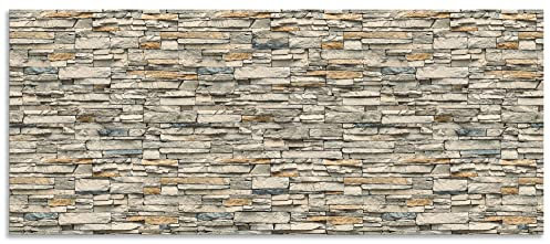 ARTland Spritzschutz Küche aus Alu für Herd Spüle 120x50 cm (BxH) Küchenrückwand mit Motiv Steinwand Landhaus Steinoptik Mauer Stein Beige R2QS