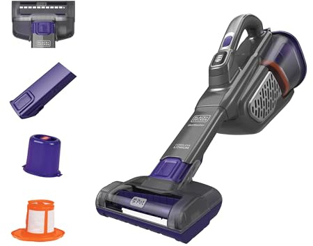 BLACK+DECKER dustbuster furbuster Pet Hair Vacuum with Motorized Pet Hair Brush, Handheld Vacuum Cordless for Home and Car, Rechargeable, Portable, Powerful Suction, AdvancedClean (HHVK515JP07)