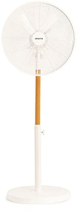 CREATE / AIR STAND WOOD/Ventilador de pie oscilante blanco roto / 50W, altura regulable y ajustable, 3 velocidades, sistema de seguridad, Ø40, mortor de cobre