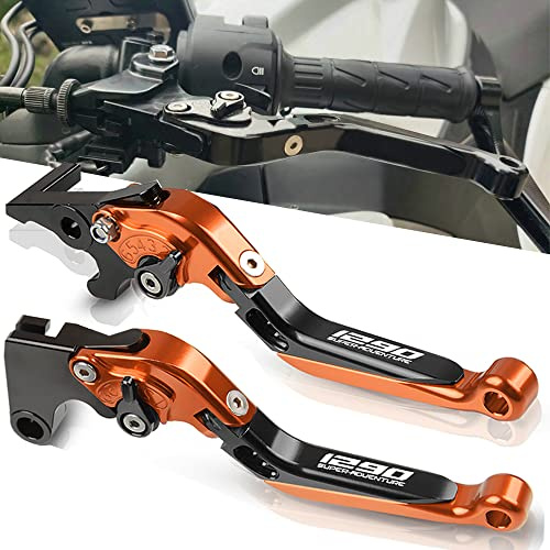 Regolabile Leve Freno e Frizione Moto CNC Alluminio per 1290 Super Adventure S R T 2015-2020 (Arancione/Nero)
