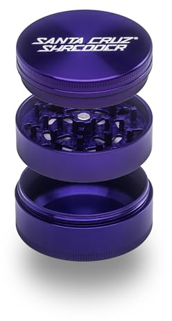 Santa Cruz Shredder Macinino in metallo per erbe aromatiche con parte superiore zigrinata per una presa più forte, 3 pezzi, grande, 6,9 cm, viola