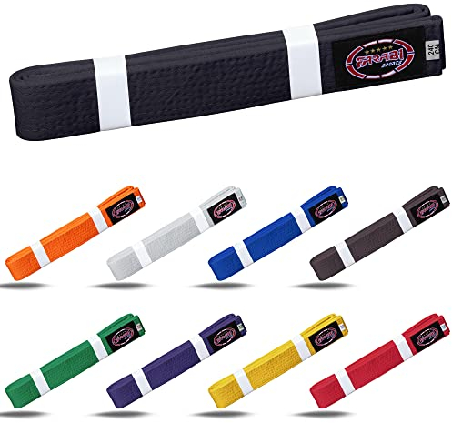 Farabi Sports Karate Gürtel Mehrere Farben Karate Gürtel Judo Karate BJJ Kampfsport Taekwondo Gürtel (240-cm, Black)