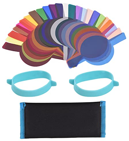 Andoer Gel Flash 24Pcs Gel Per Flash A Testa Tonda Per Fotocamera Filtri Per Illuminazione Kit Di Filtri Per La Correzione Del Colore Per Flash Godox Serie V1 H200R Testina Flash Con Custodia