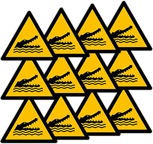 Becral - Krokodiler, alligatorer eller aligatorer/Signal Triangle W067 godkänd, ASR A1.3, DIN EN ISO 7010 polyester Gul svart (70mm - 12 stycken)