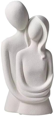 PIGPIGFLY Paar Umarmt Skulptur,Regal Deko,Deko Figuren,Dekofiguren Wohnzimmer,Kantenhocker Figuren,Modern Abstract Kunst Skulpturen Deko, Bürodekorationen(Weiß)