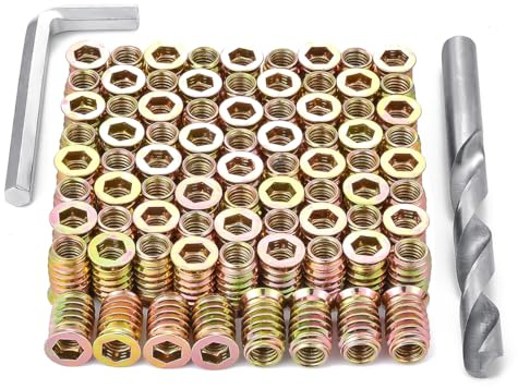 100 Pcs 5/16-18x20mm Threaded Inserts for Wood for Furniture Reinforcement