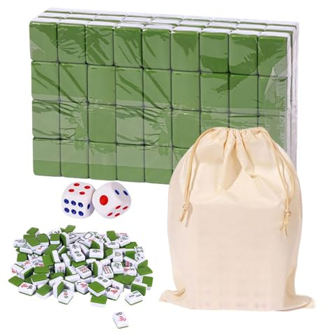Naqqios Juego Mahjong - Juego De Mesa De Viaje Tradicional Chino con Bolsa De Sujeción, Juego De Mesa Portátil con 146 Fichas | De Mahjong De Resina De Melamina para El Tiempo Libre Familiar