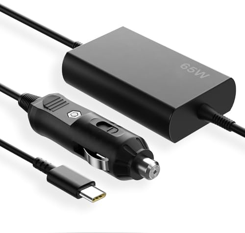 Billaddare USB-C 65W, Billaddare Cigarr tändare 12V-24V Kompatibel med Lenovo ThinkPad T14 T14s T16 P14s L13 L14 L15 X13 C14 Gen 1 E14 E15 X1 Carbon Gen 9 Gen 10 X1 Carbon 11th Gen