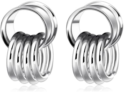 Longbeauty 1 paio di piercing per orecchio, in acciaio inox, doppio flared flesh per orecchio, per uomo e donna, 8 mm - 16 mm, 14mm(9/16) | 4 Ringe