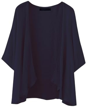 ZANZEA - Kimono de gasa con abertura delantera para mujer, capa, blusa de playa, blusa envolvente de playa, blusa de chifón, azul marino, 4XL