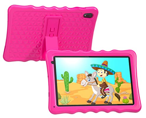 BYYBUO Kids Tablet, Toddler Tablets with Shockproof Protective Case, Dual Camera, Bluetooth, WiFi, 10.1 Inch Android 13 Tablet for Kids