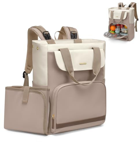 GOLF SUPAGS 25L Mochila Cambiador para Bebé con Cambiador Portátil y correas para Cochecito, Mochila para Pañales, Mochila de Térmica Almuerzo, para Mamá y Papá (Champán & Blanco)