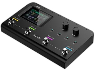 AUDOTA AME-200 Guitar Multi Effects Processor with Amp Modelling, Reverb, Delay, Looper, Drum Machine, 4 Footswitches, Expression Pedal, USB OTG Recording, MNRS GNR & GIR Loader