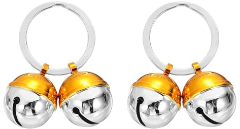 PATIKIL 2 PCS Cloche Pour Chien Mini Cloche Pour Chat En Métal Or/Argent | Petite Cloche Pour Animal De Compagnie, Anneau Porte-Clés Mignon, En Gros, Sonnette Forte Pour De Chien