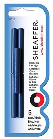 Sheaffer Classic - Cartuchos de tinta de recambio para pluma estilográfica, color azul y negro
