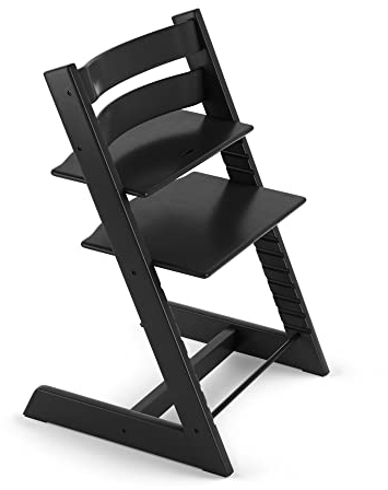Stokke, sedia Tripp Trapp, nero, regolabile, evolutiva, per neonati, bambini e adulti, pratica, comoda ed ergonomica, design senza tempo