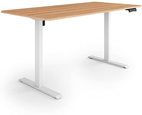 ESMART Germany ETX-121WM 160x80cm Ahorn Ergonomischer Steh-Sitz-Schreibtisch Stufenlos elektrisch höhenverstellbar 73,5-123,5cm 3X Memory Aktivitätserinnerung Soft-Start/Stopp Schnelle Montage