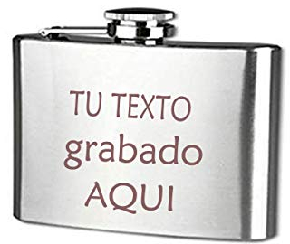 Petaca de Acero Inoxidable Personalizada - Tu Texto o Frase Grabados - Nombre Grabado - Tamaño 9x10cm(5oz)