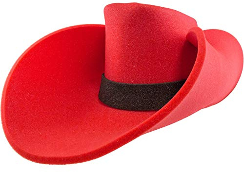 FUNSTITUTION Cowboy Hat - Giant Foam Hat - Oversized Cowboy Hat - Red - For Adults and Kids - Hilarious Hat - Large - Polyurethane Foam - All Ages